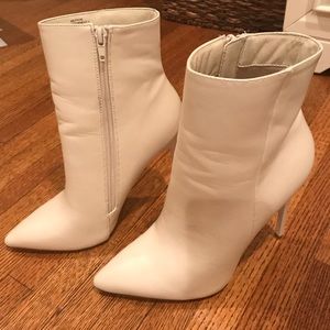 White leather booties